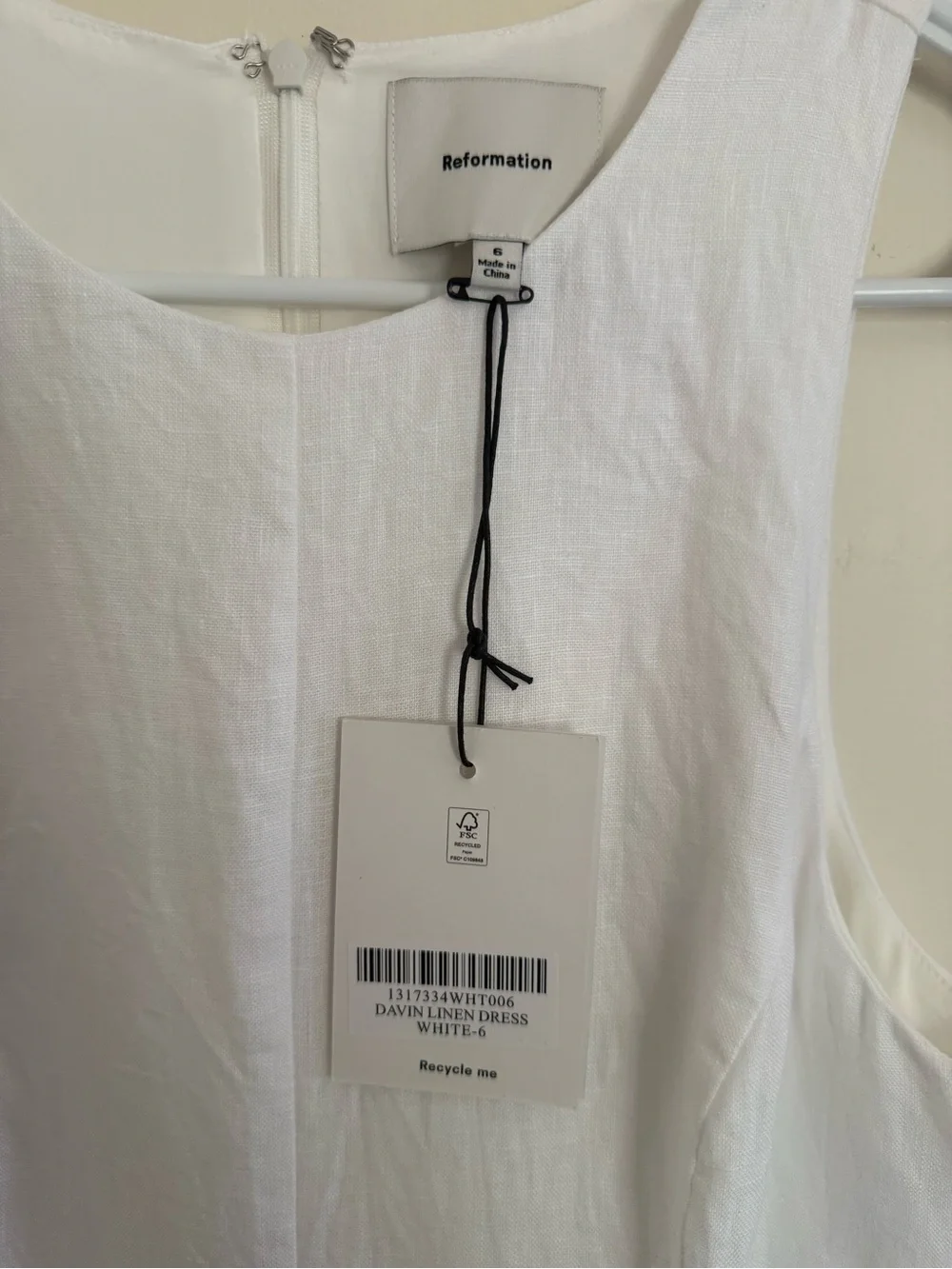 NWT Reformation Davin Linen Dress